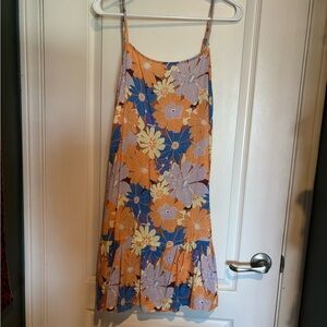 Rip Curl Floral Slip Dress in Orange, Blue & Lavender